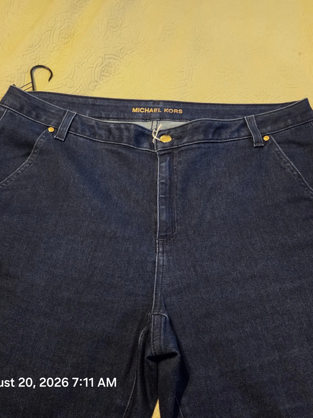 Michael Kors Dark Indigo Stretch Jeggings with Gold Accents
